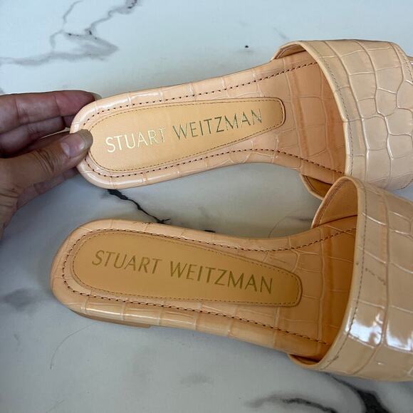 Stuart Weitzman Summer Slide Sandal in Mango Size 7.5 - Picture 6 of 8